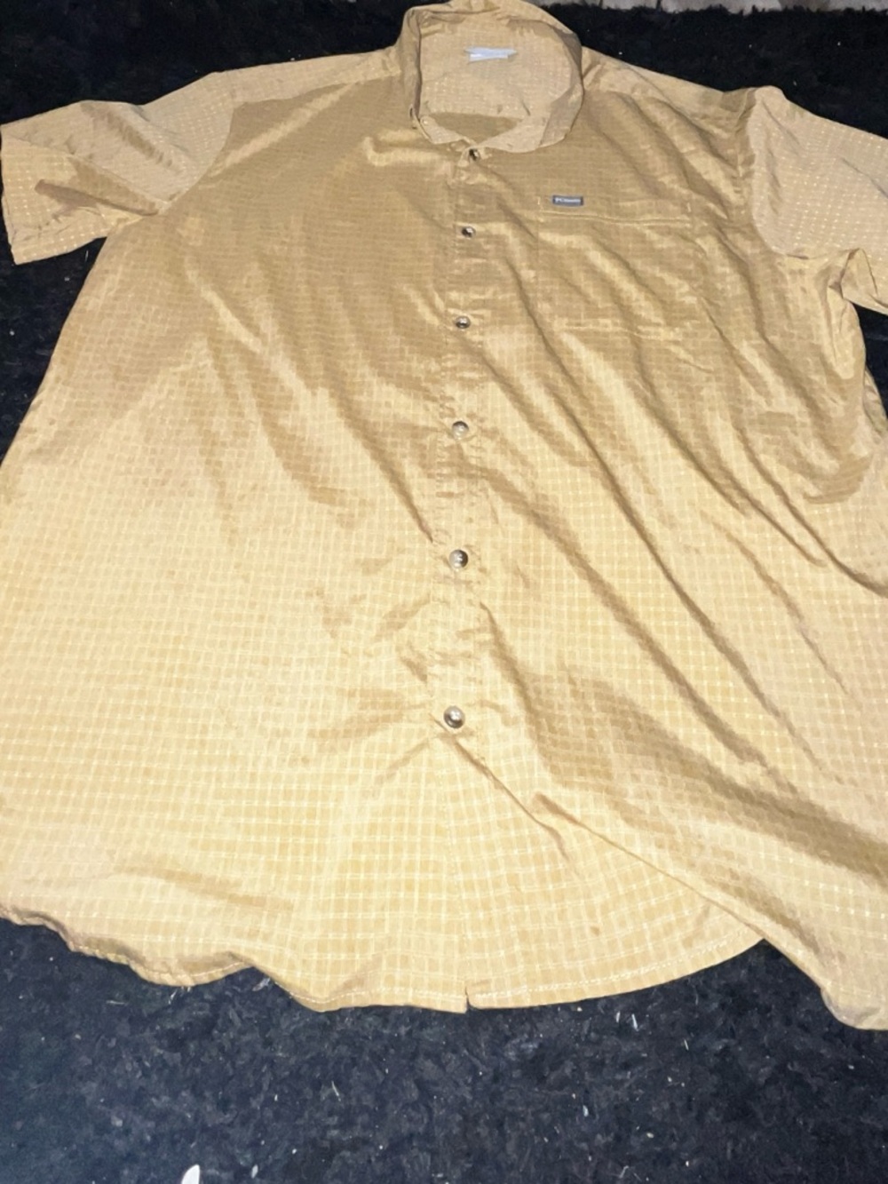 Columbia Men's Short-Sleeve Button-Down Shirt in Mustard-Size XL